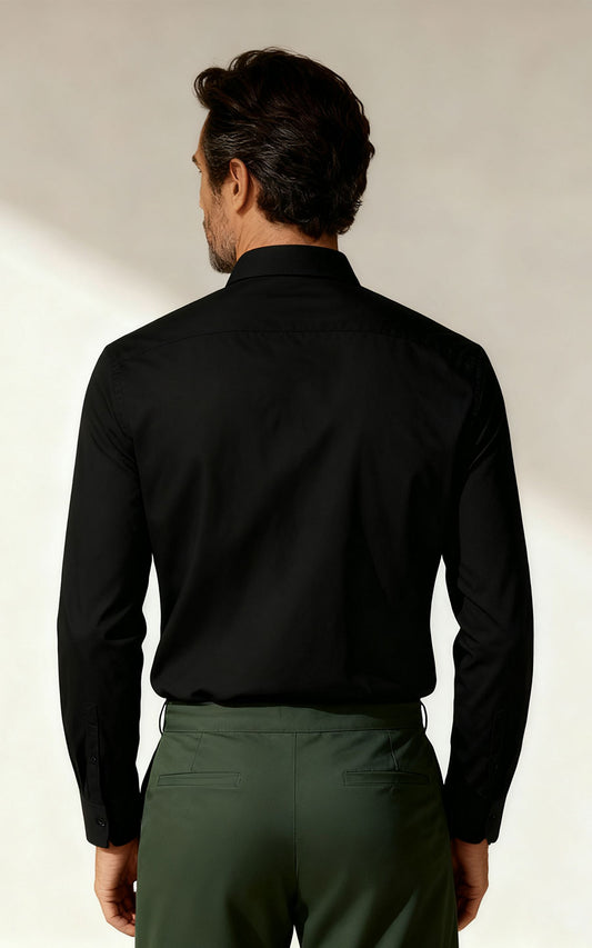 Custom Black Dragon Embroidered Dress Shirt - Tailored Fit