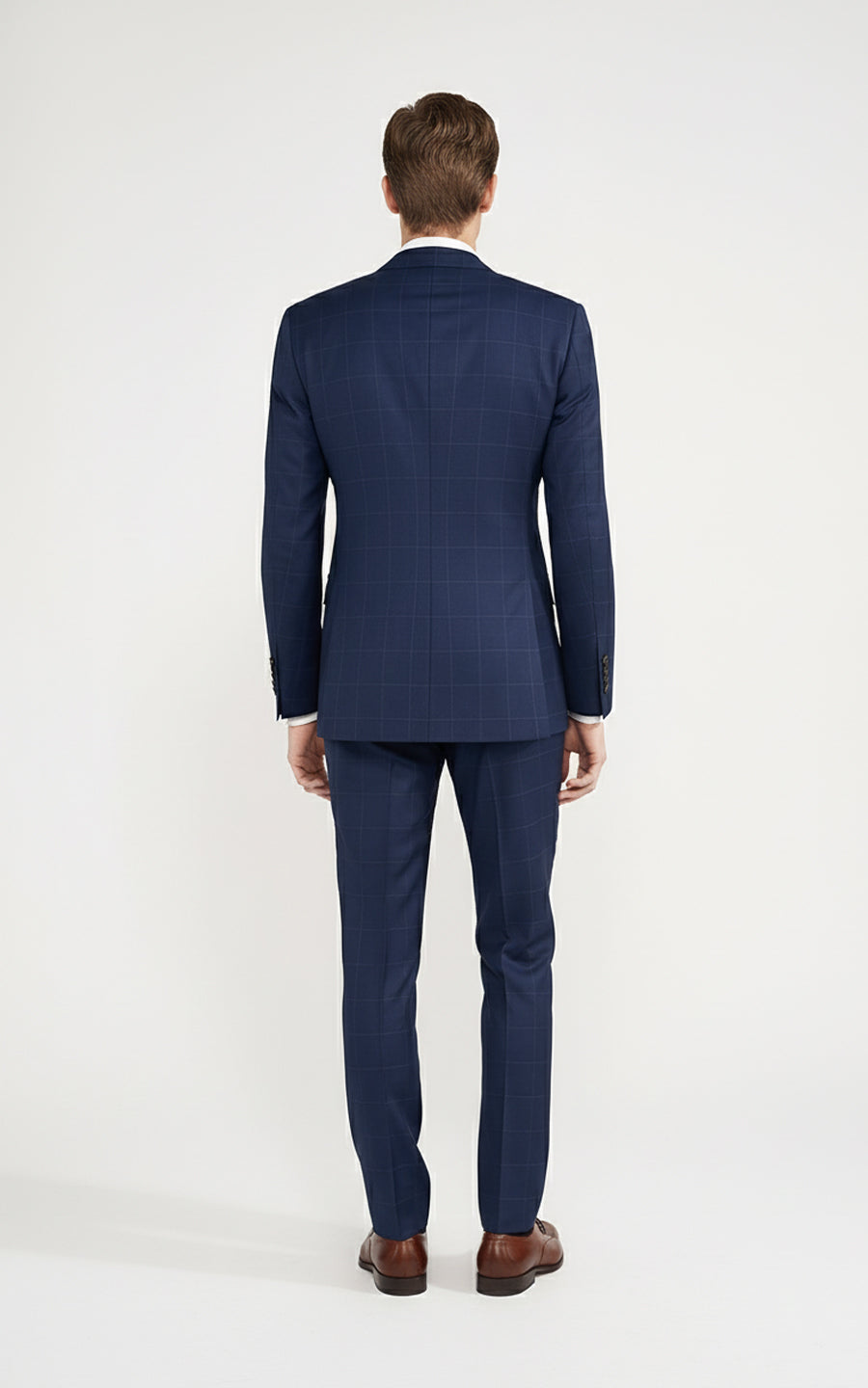 Tailored Navy Suit Set Men Double Breasted Business Formal