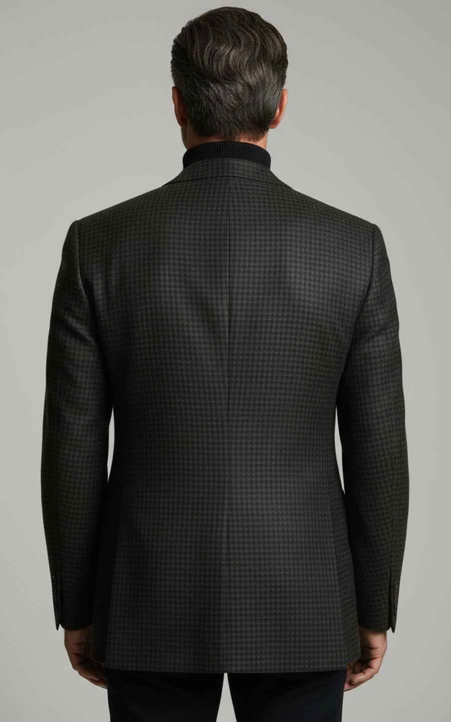 Custom-made men's dark green plaid casual suit coat