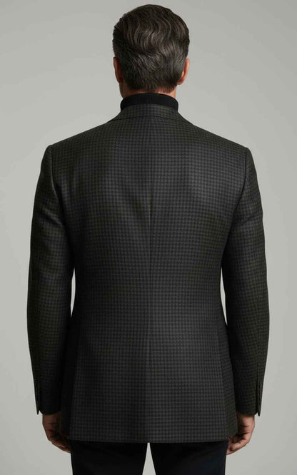 Custom-made men's dark green plaid casual suit coat