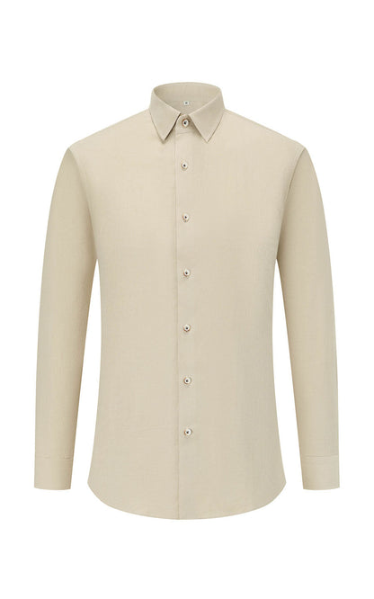 Khaki organic cotton dress shirt - men's business casual