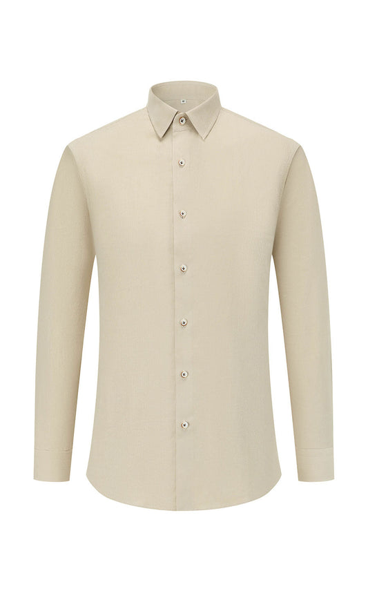 Khaki organic cotton dress shirt - men's business casual