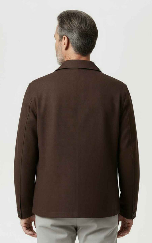 Brown slim fit men's custom casual jacket coat