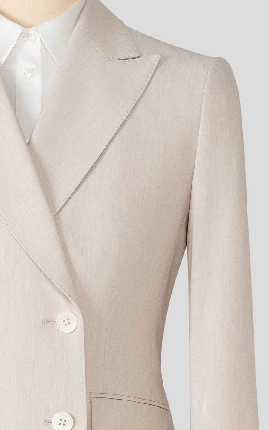 Women's Elegant Beige Double-Breasted Suit Set