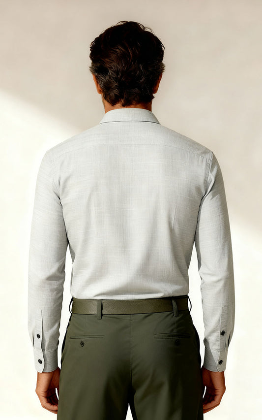 Mist Gray Wrinkle-Free Tailored Dress Shirt - WIAI