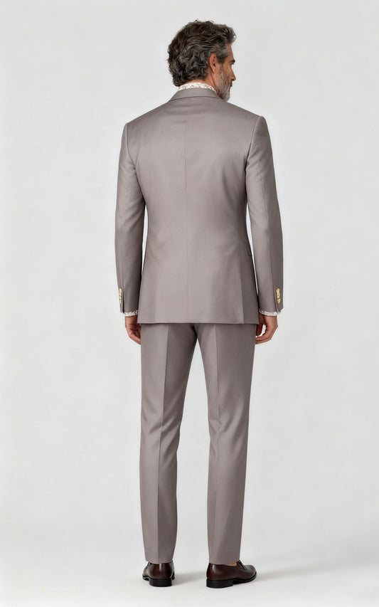 Men's Gray Striped Business Suit - Tailored Professional Custom