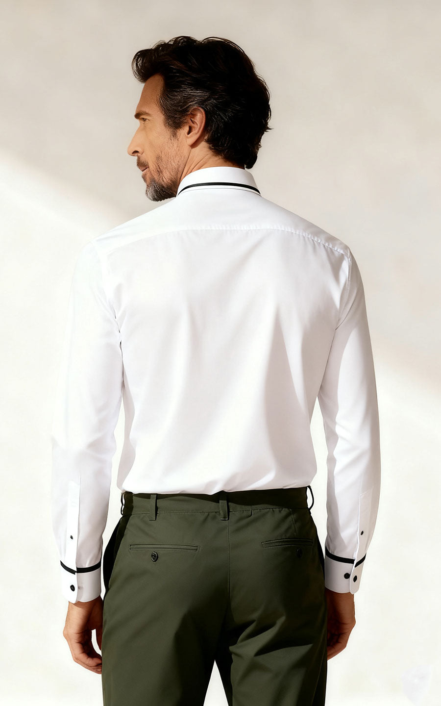 Custom Black & White Elegant Men's Dress Shirt