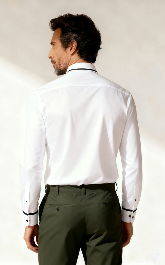 Custom Black & White Elegant Men's Dress Shirt