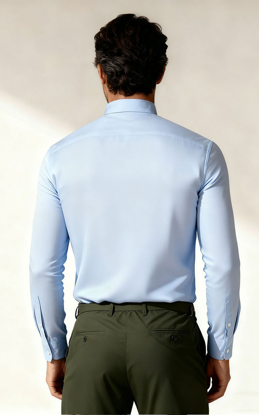 Light Blue Chinese Style Tailored Dress Shirt