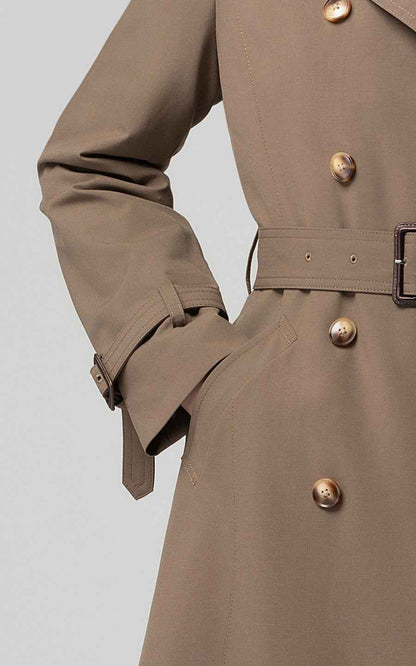 Women's Classic Double-Breasted Trench Coat - Khaki