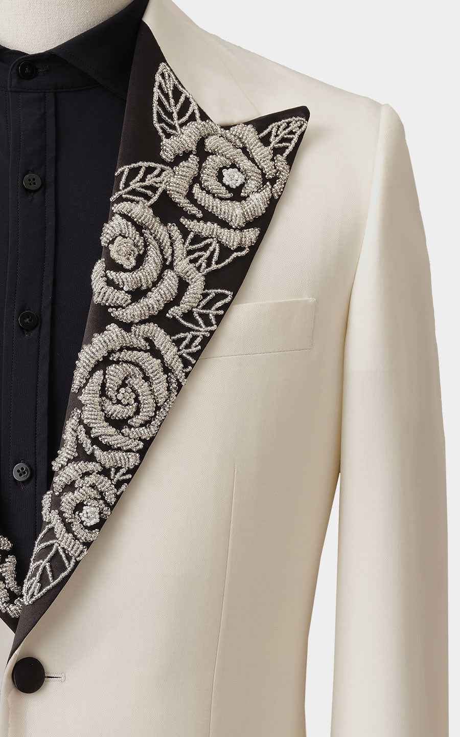 Men's White Wool Wedding Tuxedo - Custom Premium