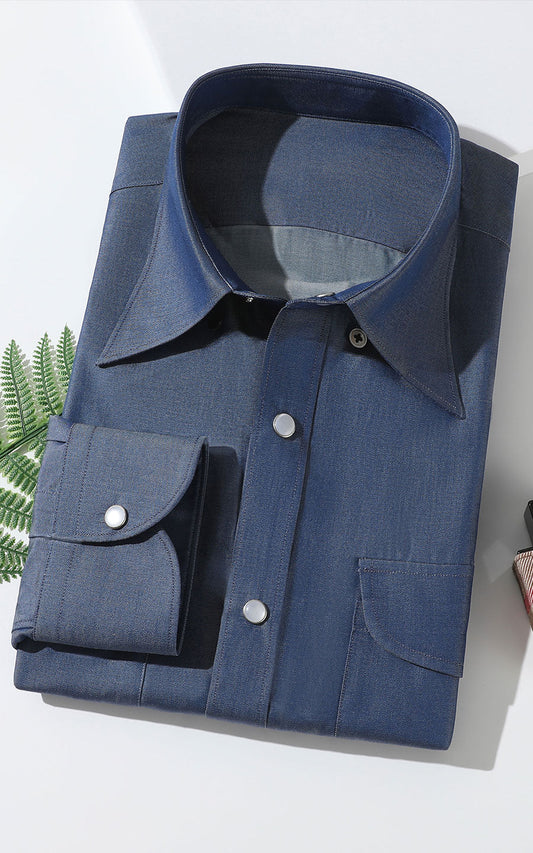 WIAI Dark Blue Men's Custom Shirt - Professional Fit