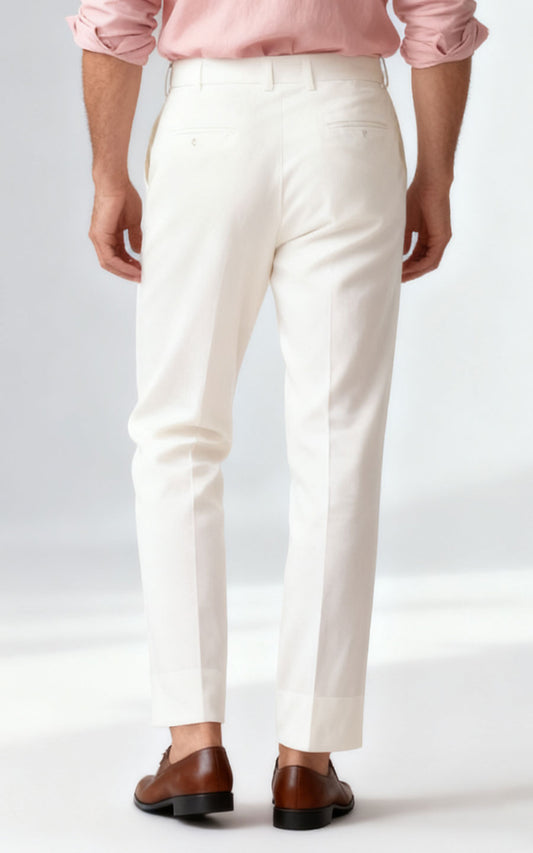 Creamy White Plain Pants - Custom Tailored Comfort