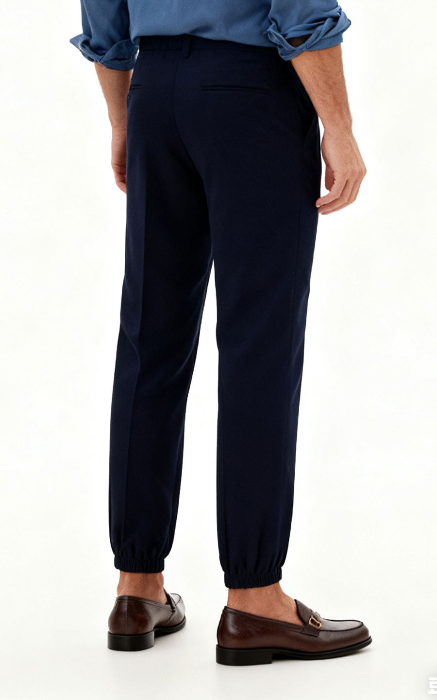 Custom Pants Dark Blue Organic Wool Suit Pants-Tailored Fit