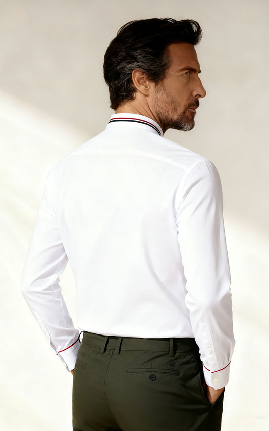 WIAI Men's Custom Embroidered White Dress Shirt