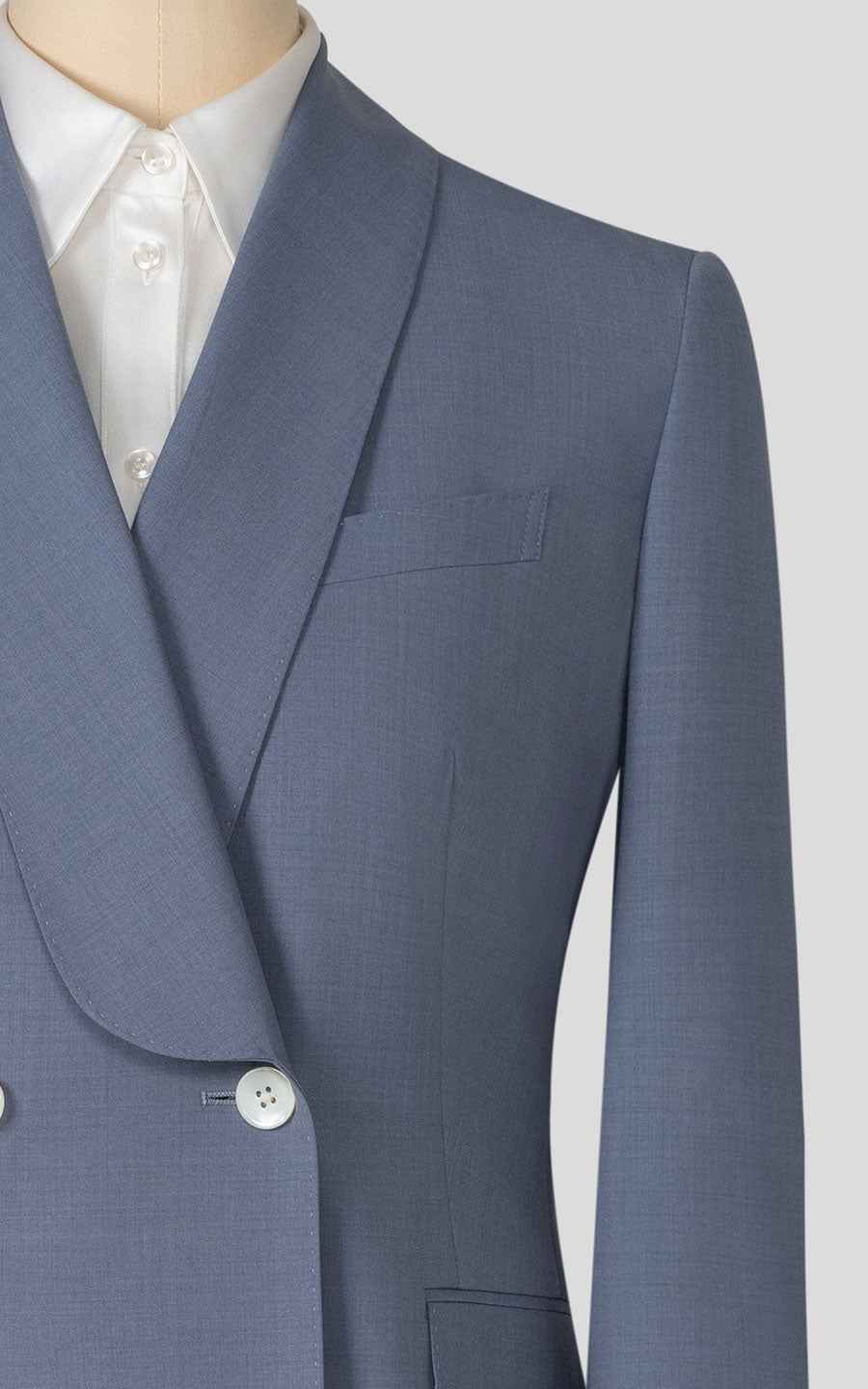Men's Blue Double-Breasted Business Suit