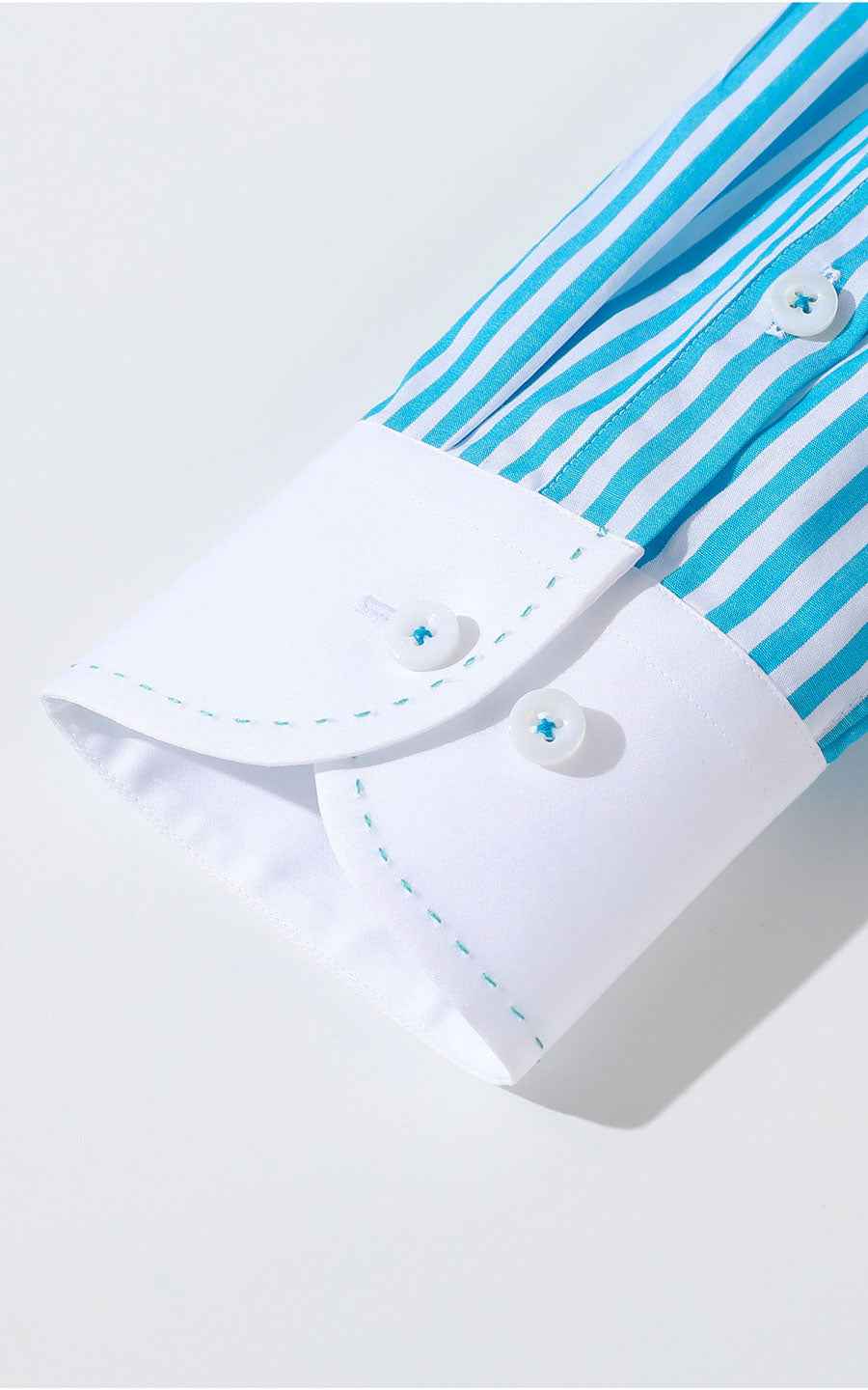 Custom Misty Blue Cotton Dress Shirt - Tailored Fit