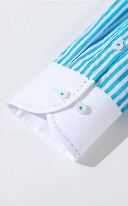 Custom Misty Blue Cotton Dress Shirt - Tailored Fit