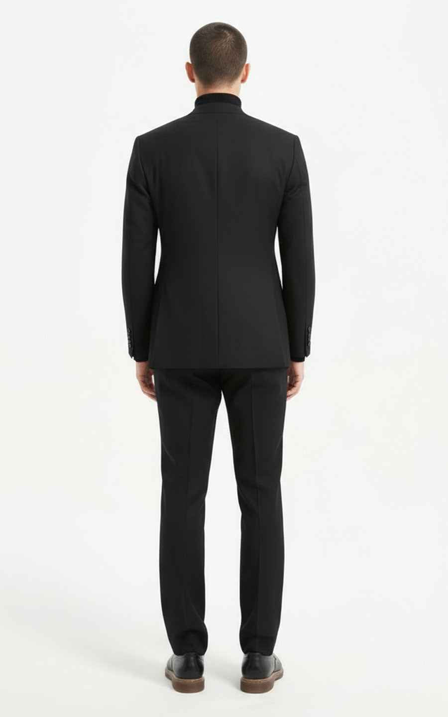 Black Embroidered Bamboo Pattern Oriental Suit Jacket