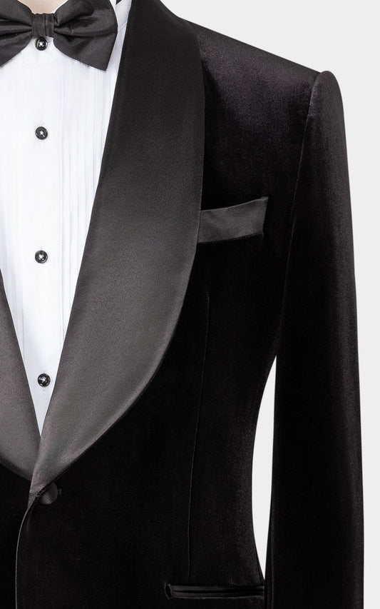 Black velvet tuxedo fabric texture custom elegant