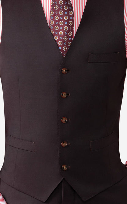 Handmade burgundy vest detail - premium twill fabric