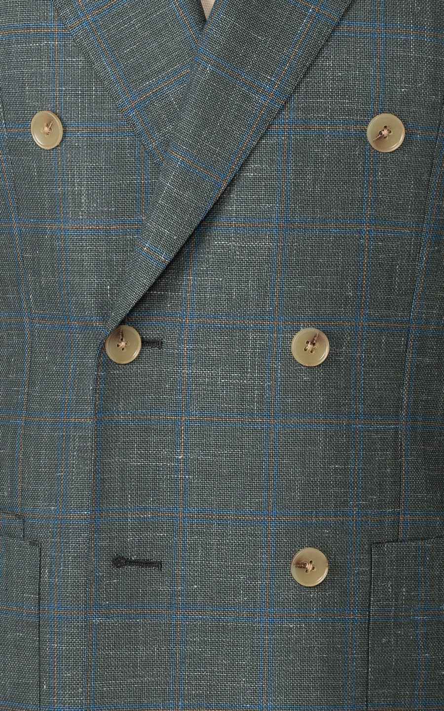 Custom Gray-Green Plaid Linen Blazer - Tailored Suit