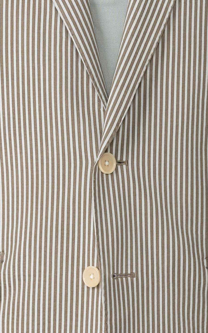 WIAI Brown White Striped Blazer - Premium Casual Jacket