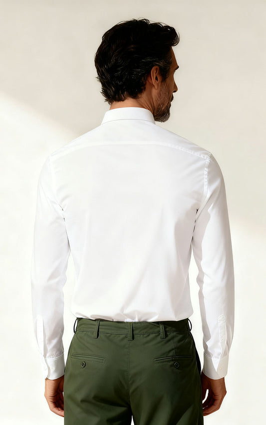 Men's Custom Tailored Shirts - Embroidered White Fabric
