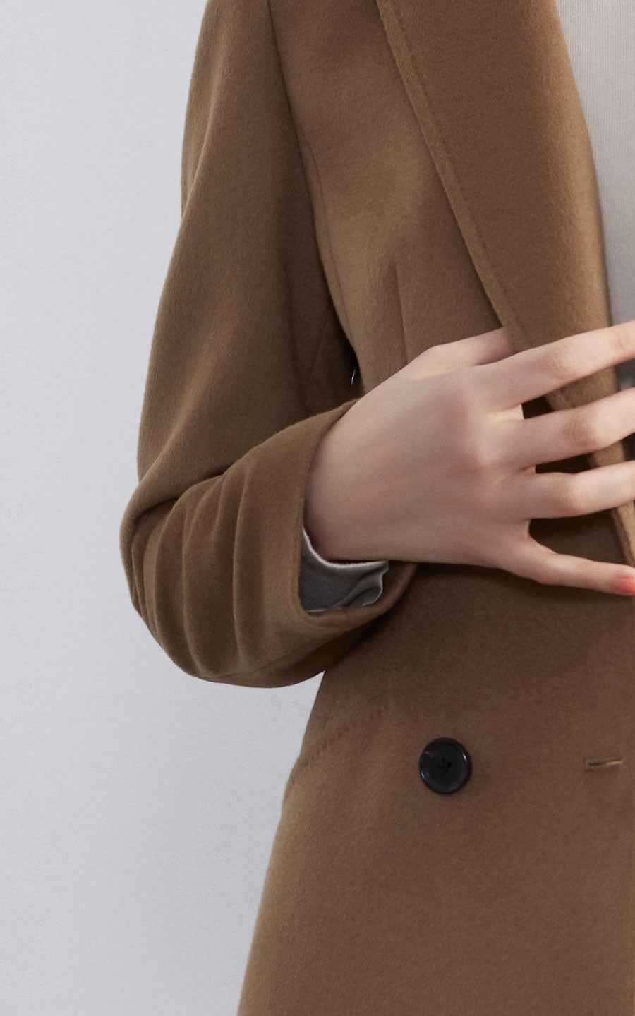 Women's Double-Breasted Camel Wool Coat