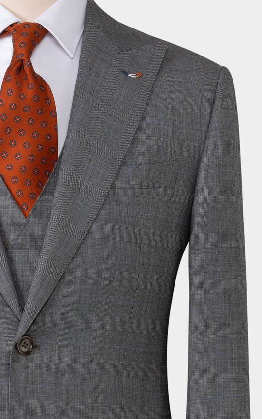Dark Check Pattern Suit Detail - Custom Tailored Gray