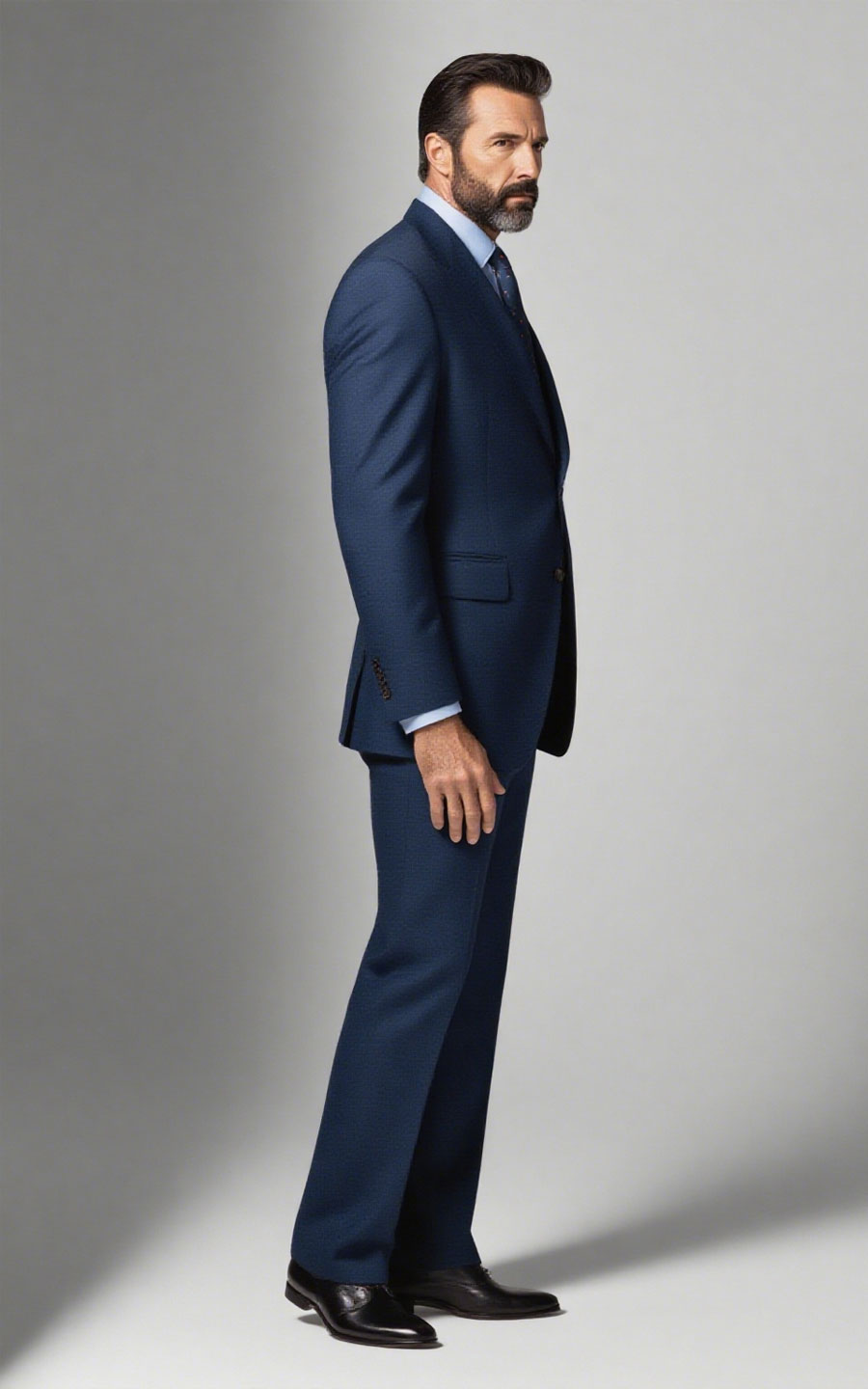 Blue Birdseye Custom Business Suit - Tailored Fit