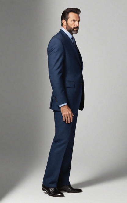 Blue Birdseye Custom Business Suit - Tailored Fit