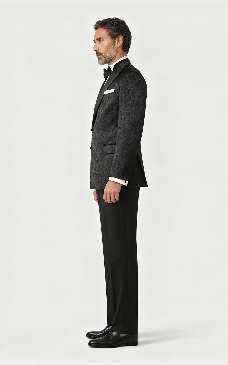 Custom Tuxedo Black Jacquard - Chinese Style Formal Suit
