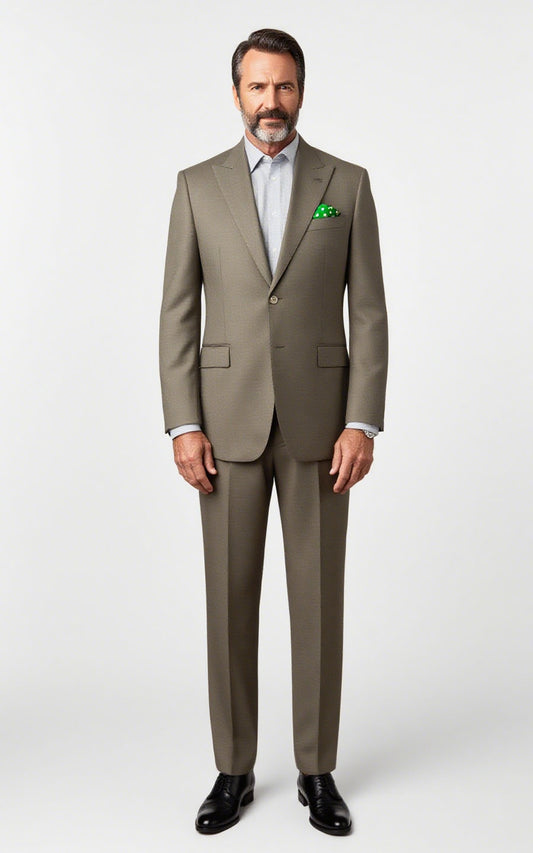 Custom Dark Grey-Brown Twill Men's Suit Set - Tailored