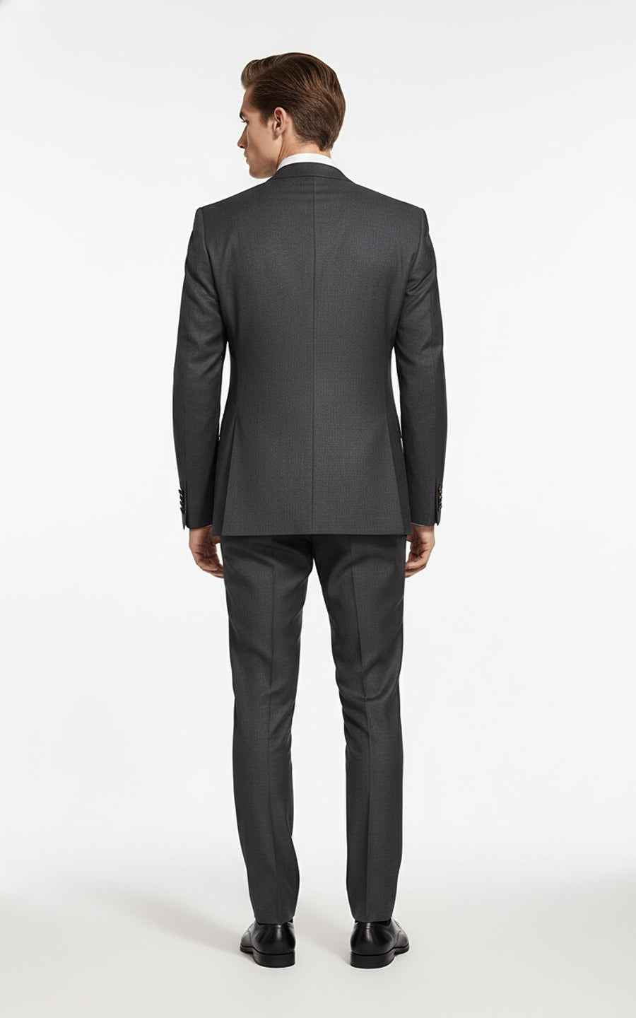 Men's medium gray double-yarn twill customized business suits set