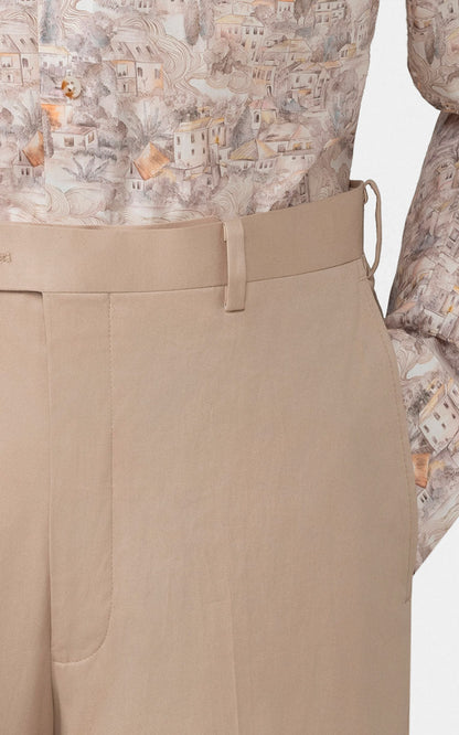 Premium Khaki Twill Fabric - Custom Suit Pants Detail