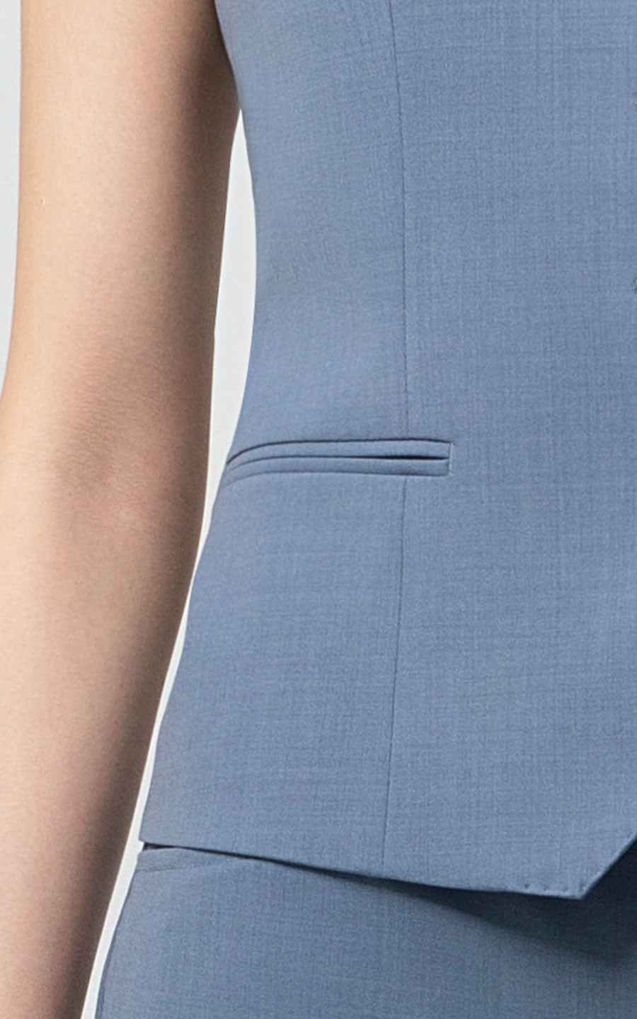 Slate Blue Professional Vest Pants Set - Tailored Fit