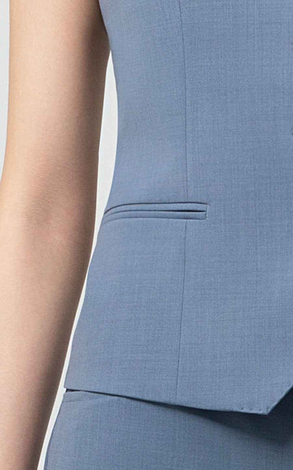 Slate Blue Professional Vest Pants Set - Tailored Fit