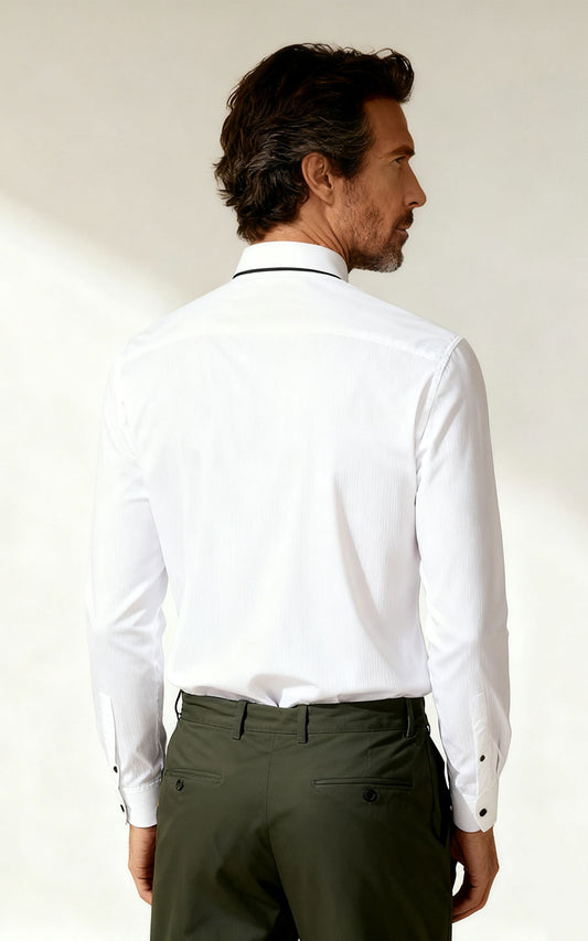 Men's Shirts White Shirt Custom Collar Embroidery - Premium