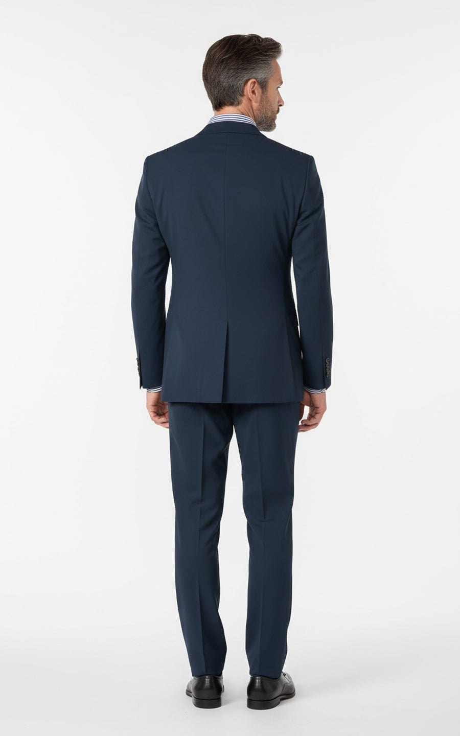 Mens Business Formal Navy Wool Custom Suits Set