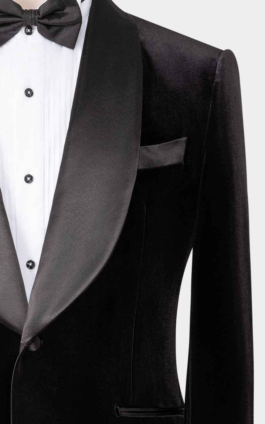 Men's Black Velvet Wedding Blazer - Luxury Groom Suits