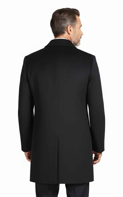 Black custom casual men's wool business coat