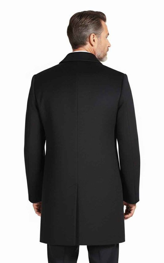 Black custom casual men's wool business coat