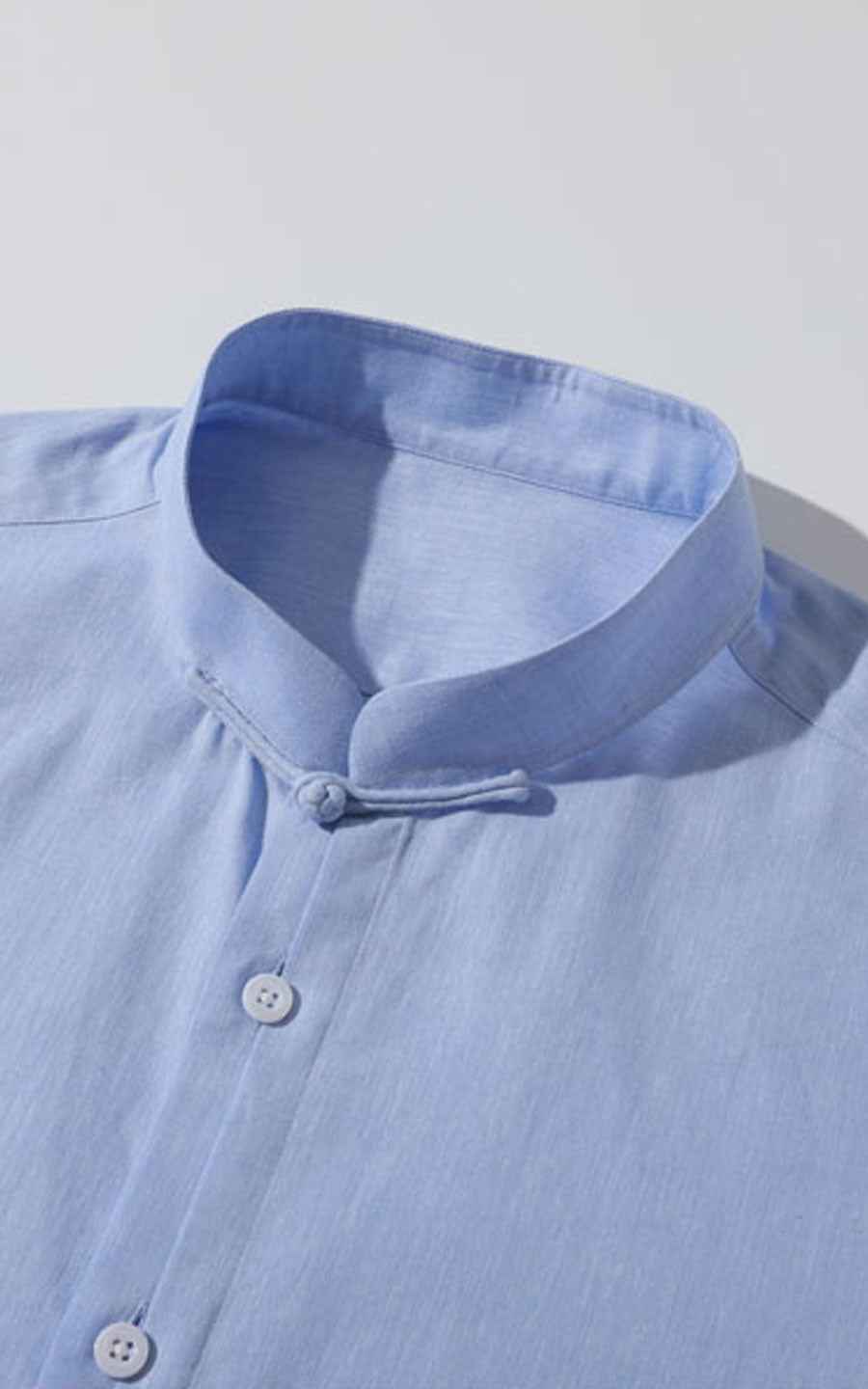 Light Blue Chinese Style Tailored Dress Shirt
