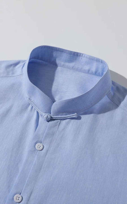Light Blue Chinese Style Tailored Dress Shirt