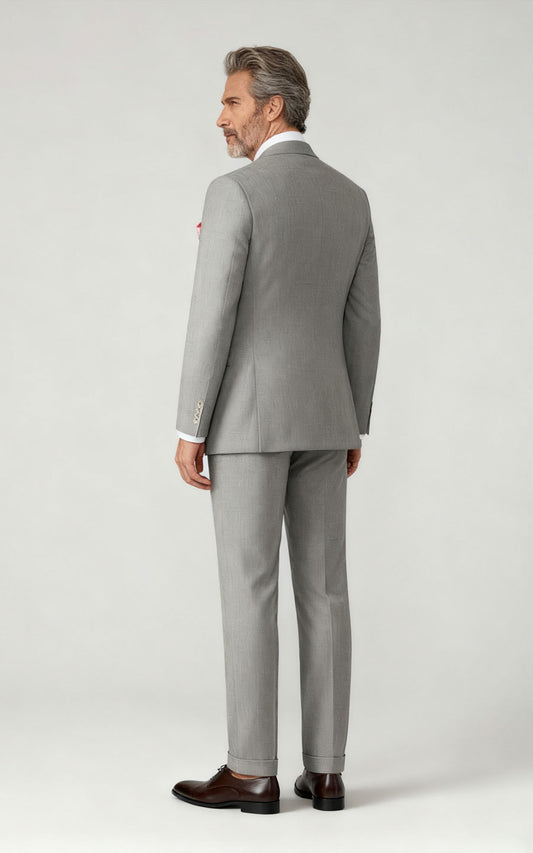 Light Grey Satin Premium Custom Suit - Tailored