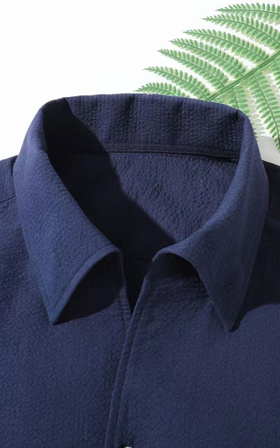 Dark Blue Dress Shirt Collar Detail - Premium Quality