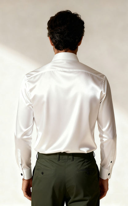Custom White Acetate Men's Dress Shirt - Premium Quality