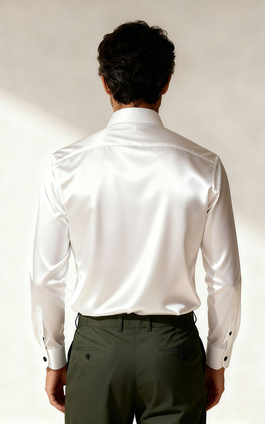 Custom White Acetate Men's Dress Shirt - Premium Quality