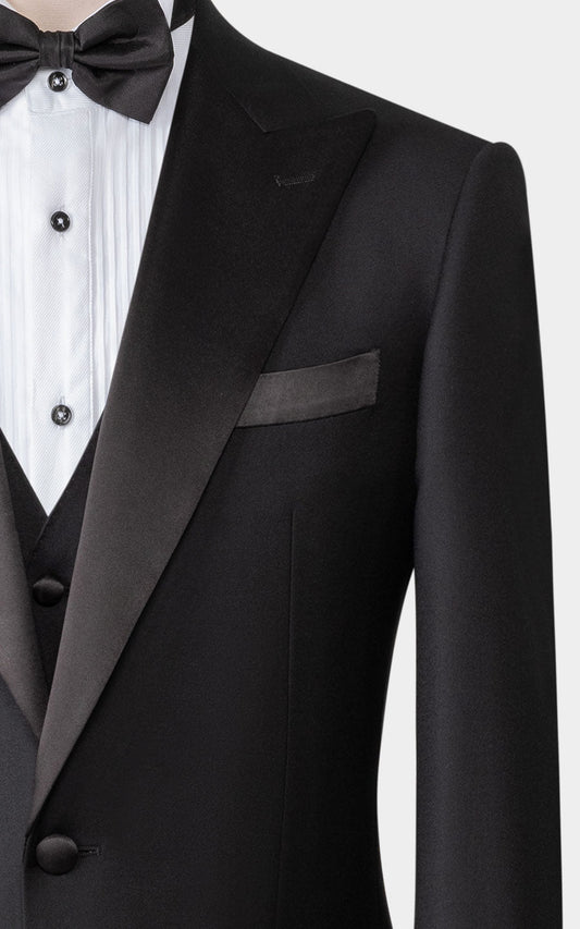 Black satin tuxedo fabric texture custom formal
